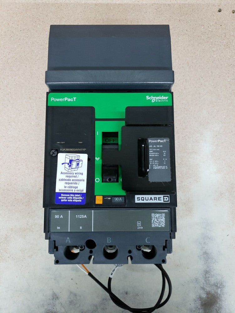 1) New Take Out! SQD HJA36090SAYH1YP 90 amp 600V PowerPact Circuit Breaker