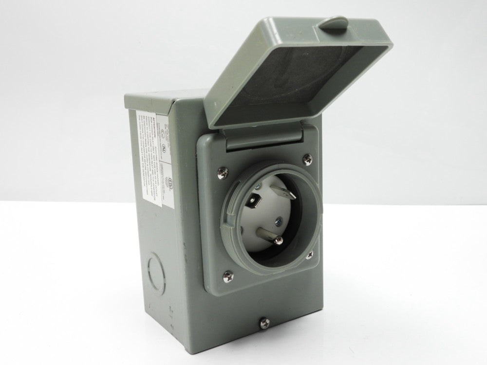 30 Amp Generator Inlet Box 125V Grounding Outdoor with Waterproof Cover L14-30P
