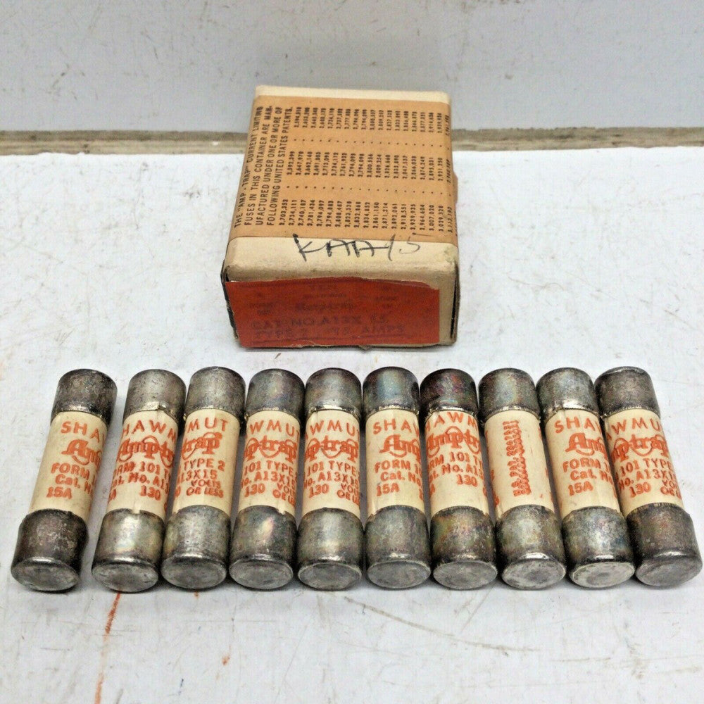 GOULD SHAWMUT A13X15-2 AMP-TRAP TYPE 2 FUSE 15 AMP 130VAC (LOT of 10)