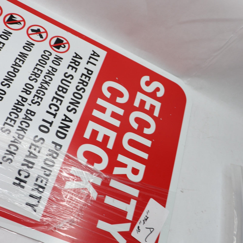 Security Check All Persons and Property are Subject to Search Aluminum 12" x 18"