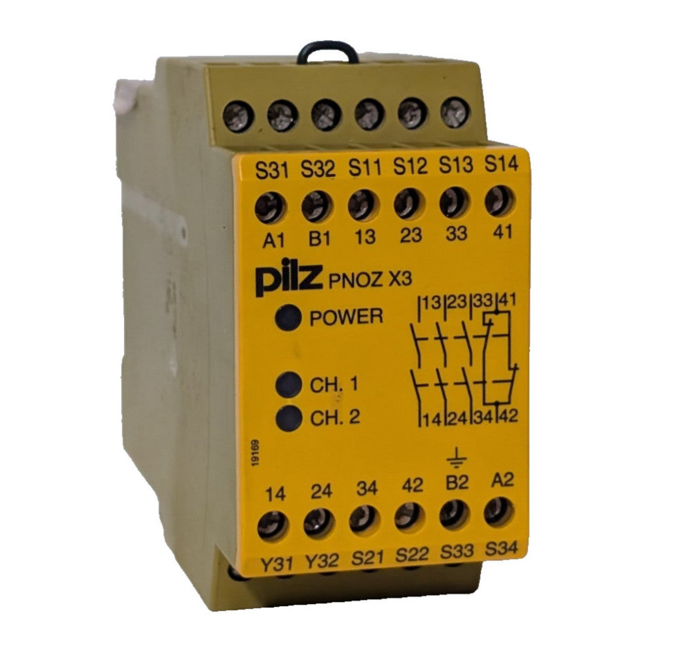 Pilz PNOZ X3 Standalone Safety Relay for Hazardous Industrial Stop 120VAC, 24VDC