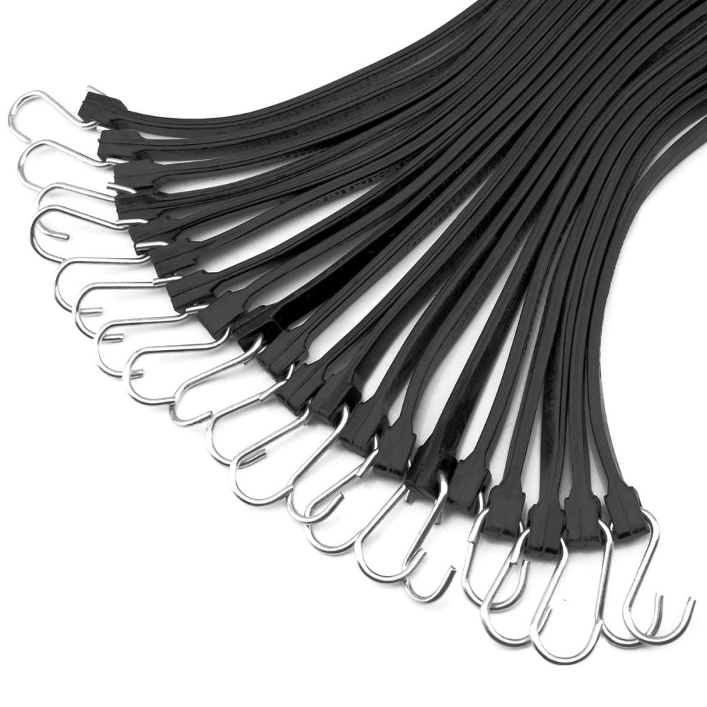 21" 100% EPDM Natural Rubber Tarp Straps, Black Long Bungee Cords with Metal ...