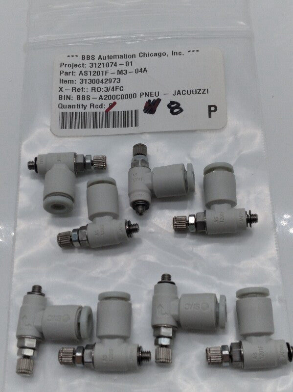 NEW SMC AS1201F-M3-04A Connector Speed Regulation Throttle Valve Lot of 8