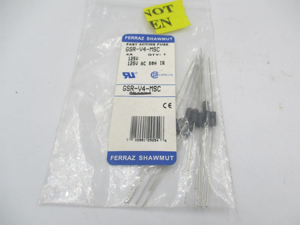 Ferraz Shawmut GSR-V4-MSC 125 VAC/VDC Fast-Acting General Purpose Fuse - Qty 10