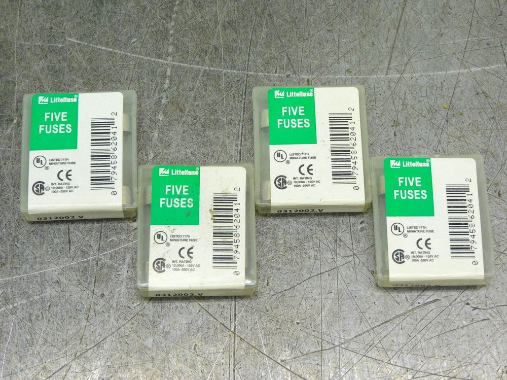 Littelfuse 0312002.V Fast Acting Glass Fuse 250V 2A Lot of Twenty (20)