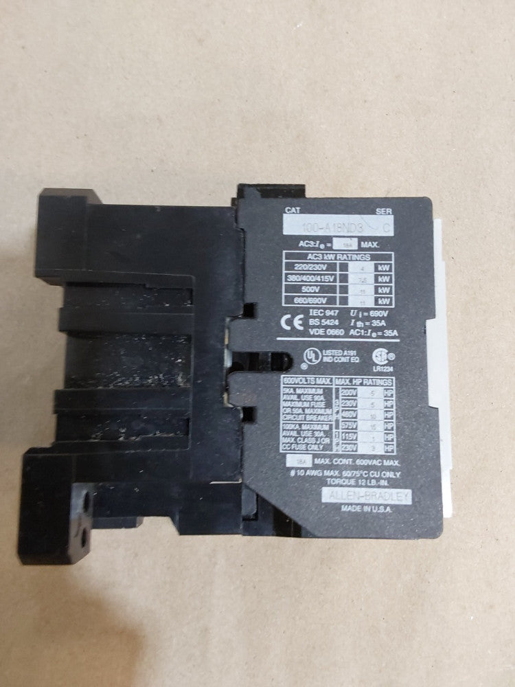 ALLEN BRADLEY 100-A18ND3 CONTACTOR SERIES C