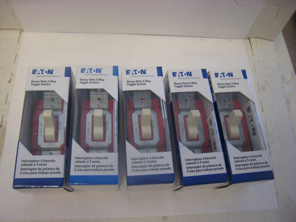 5 Eaton 1223LA-BX-LW Heavy Duty 20Amp 3-way  Lighting Switches Lt. Almond