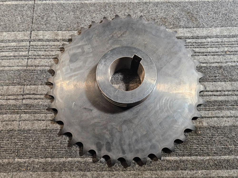 TSUBAKI H100B35 Roller Chain Sprocket; 2-15/16" Bore; 100 Chain; 35 Teeth, Steel