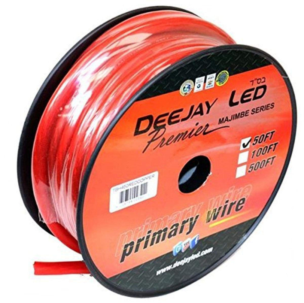 Four Gauge Thick Type Power Cable 50 Foot Length On Spool Red Pure Copper Cab...