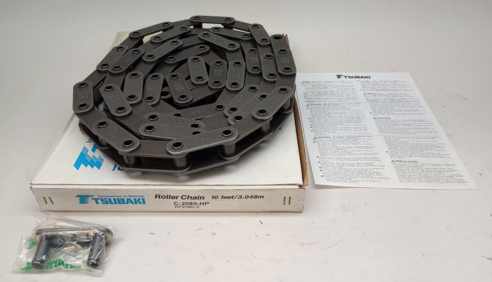 Tsubaki C2080HP Roller Chain Hollow Pin Series Size 2080 2"Pitch 10FT Length