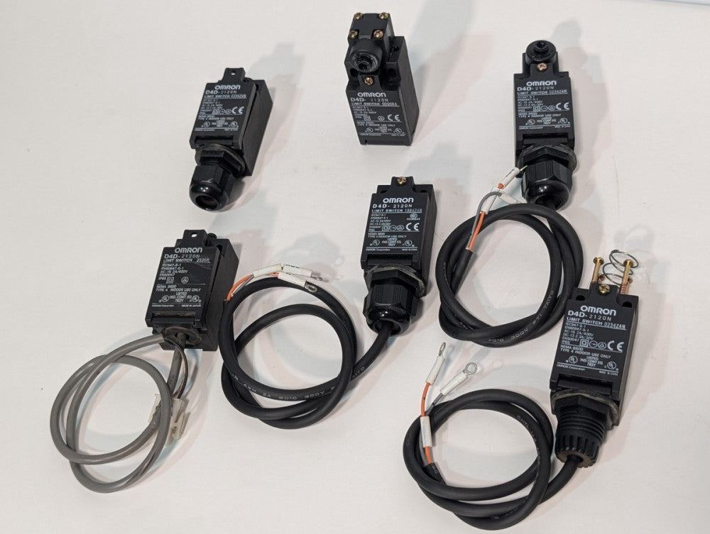 Lot of 6: Omron D4D-2120N Limit Switch Assemblies, NEMA B600, Made in Japan