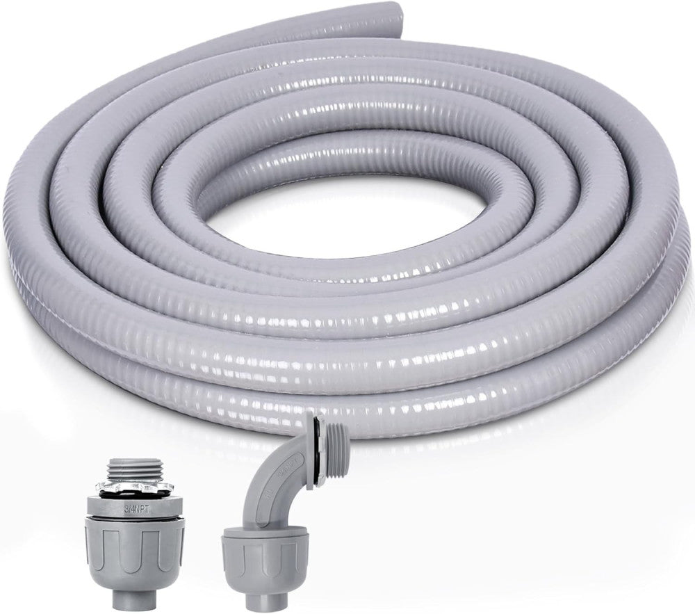Liquid-Tight Conduit and Connector Kit - 3/4 Inch 5 FT Non 3/4inch 5 Ft 