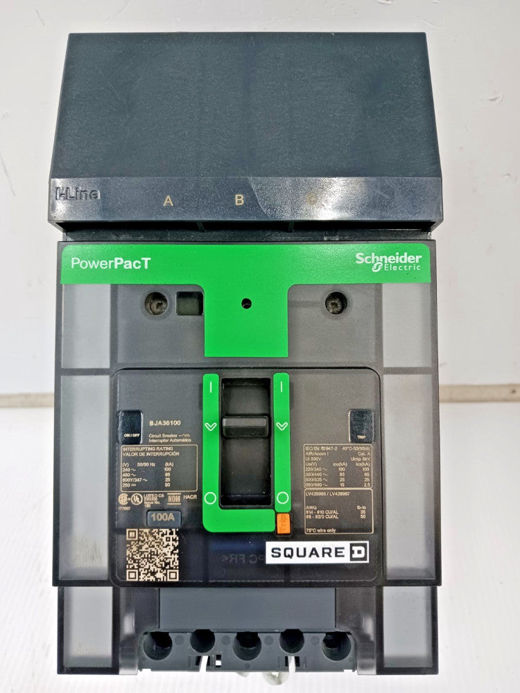 NTO Square D PowerPact 100 Amp I-Line Circuit Breaker 3P 600Y/347 VAC BJA36100