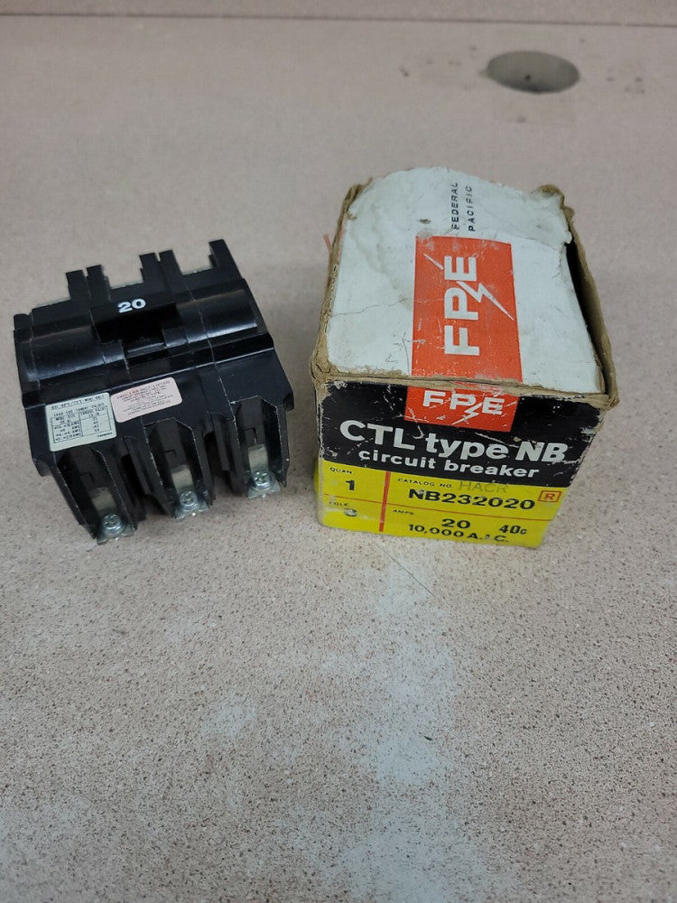 CHIPPED NEW IN BOX FPE Type NB Breaker NB232020
