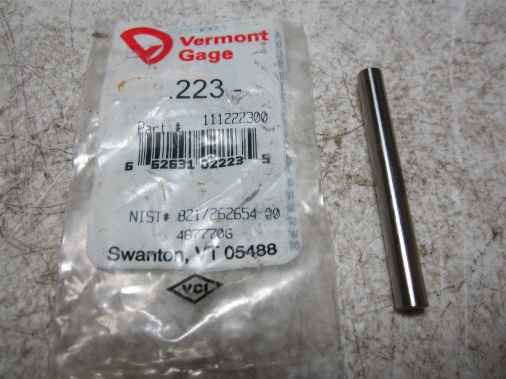 Vermont Gage (111222300) 0.223 Diameter Class ZZ Pin Gage