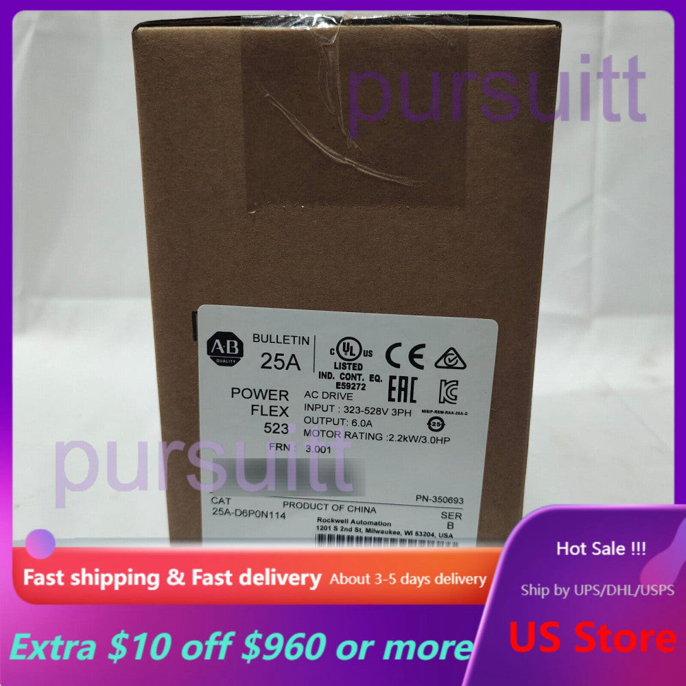 NEW  25A-D6P0N114 Allen Bradley PowerFlex 523 2.2kW (3Hp) AC Drive US Free Tax