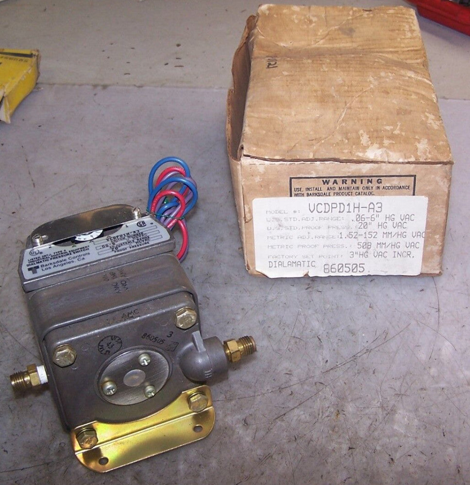 NEW BARKSDALE VCDPD1H-A3 VACUUM SWITCH 480 VAC RANGE .06-6" HGVAC TYPE 4
