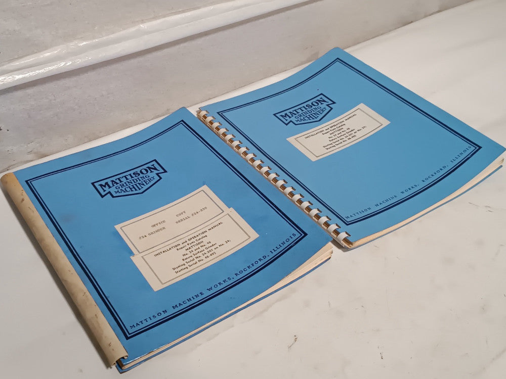 Lot of 2 Mattison Machine No. 24 & 48 Rotary Surface Grinder Manuals, Parts List