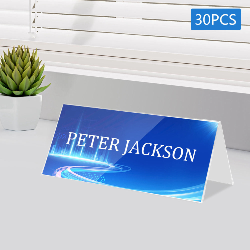 30pcs V-shaped Reusable Name Tent Holders Clear Acrylic Name Tent Holders 1mm  