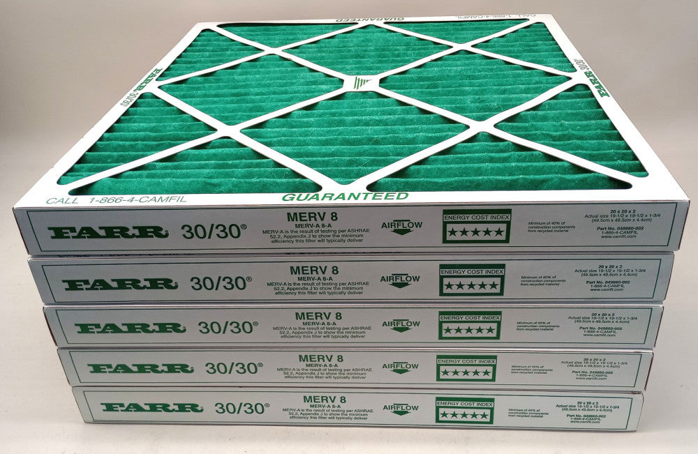 Camfil 49880002 Farr 30/30 Pleated Merv 8 Filter 2x20x20 049880-002 (Pack Of 5)