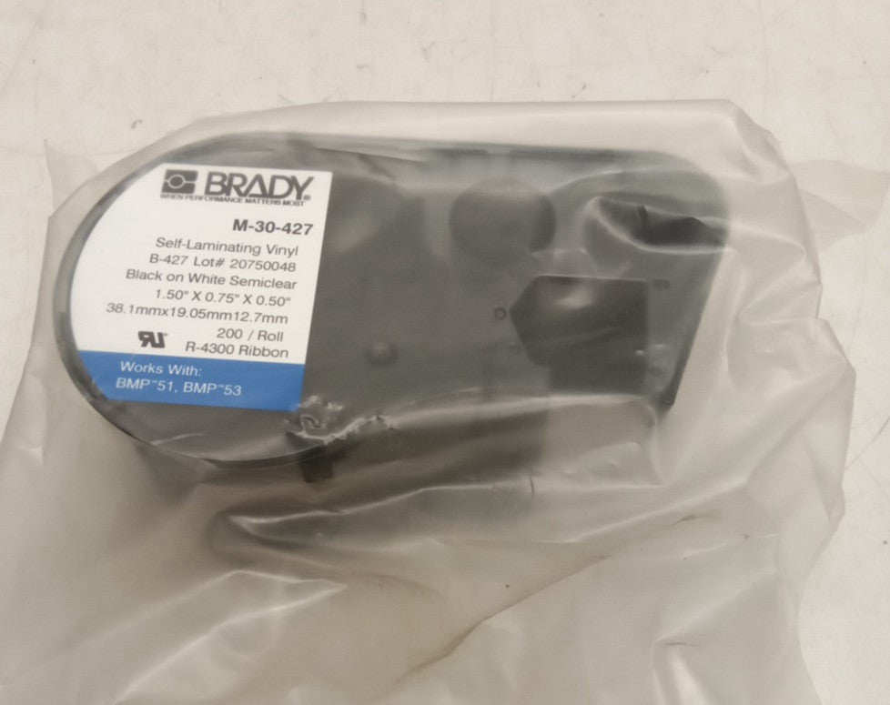 Brady M-30-427 Self Laminating Vinyl (Black On White Semiclear)