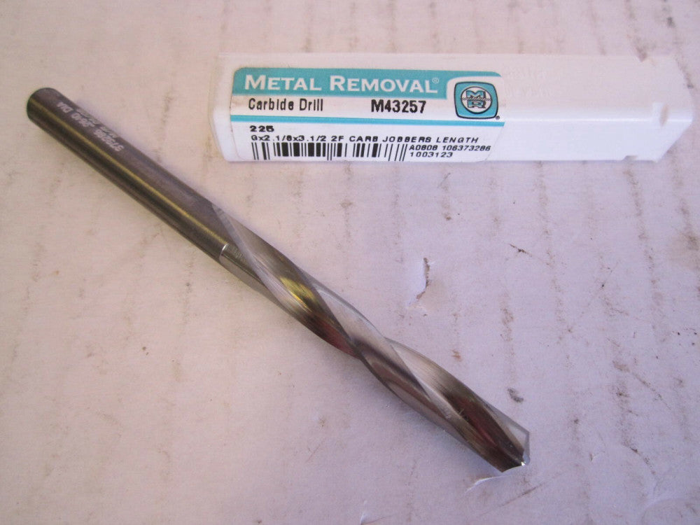 Metal Removal (M43257) G x 2-1/8 x 3-1/2 Carbide 2-Flute Jobber Length Drill Bit