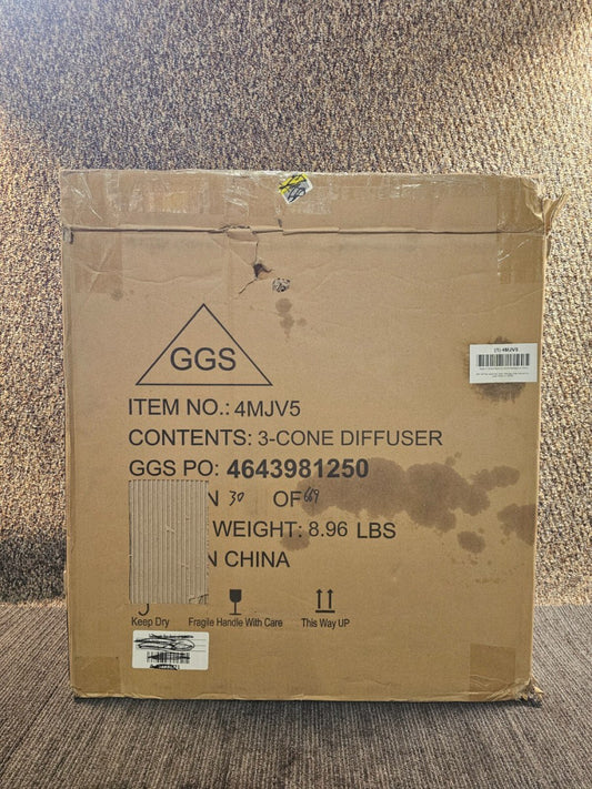 3-Cone Diffuser Ceiling 4MJV5 23 3/4 in H, 23 3/4 in W, Lay-In, 12" Duct, Steel