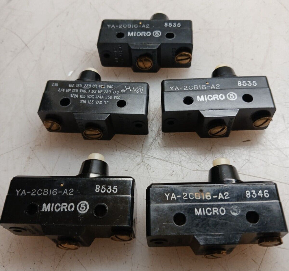 5) NEW MICRO SWITCH YA-2CB16-A2 SNAP ACTION SWITCH  LOT OF 5