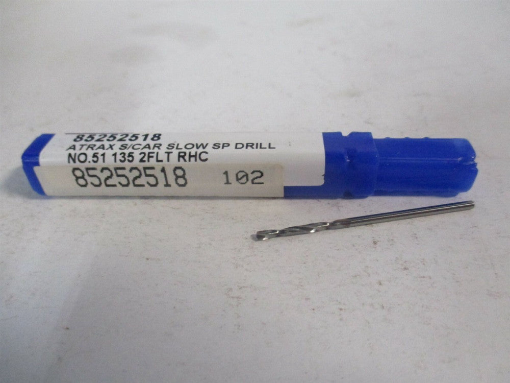 (460-300670) #51 135° Spiral Flute Solid Carbide Screw Machine Drill Bit 