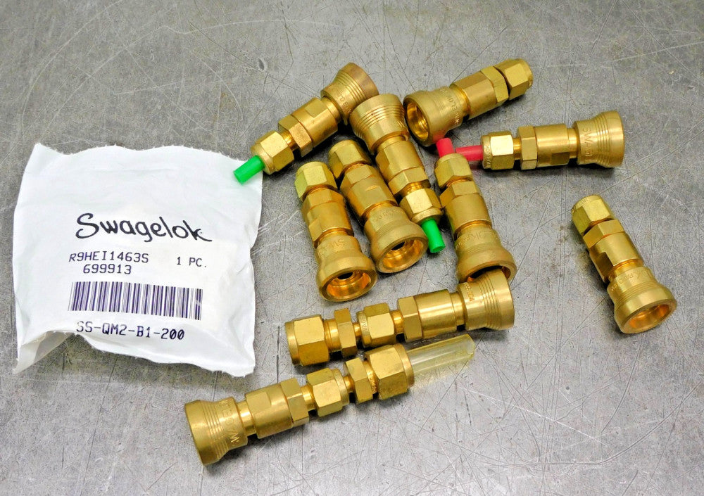 Swagelok B-QC4-B-400 Brass Push Connect Fitting 1/4" & 1/8" Lot of Eleven (11)