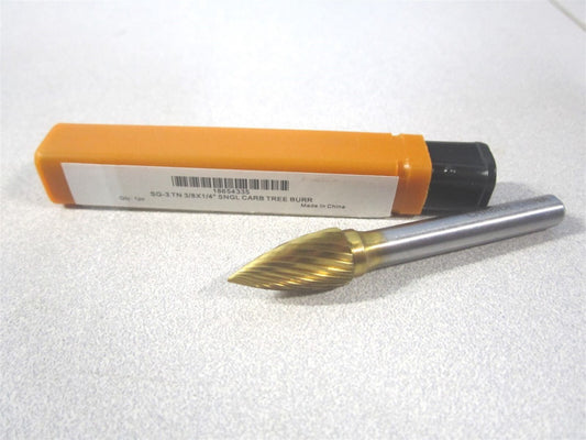 (SZ3058TB) 3/8" x 1/4" x 3/4" OALSolid Carbide Single Cut Tree Abrasive Burr 