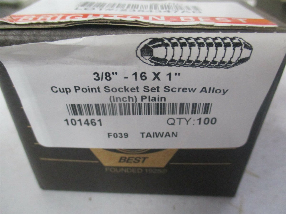 (101461P) 3/8-16 UNC 3/16" x 1" OAL Cup Point Set Screw - Pack of 100