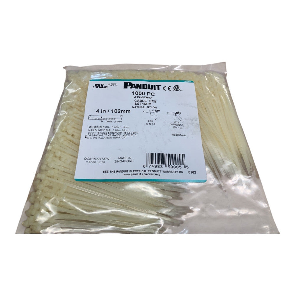 1000 Quantity of Panduit Cable Ties PLT5H-C | 105N61 | 4IN, 102MM