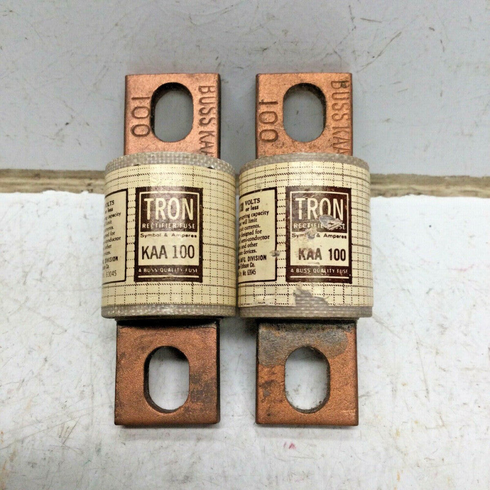 BUSSMANN BUSS TRON KAA 100 RECTIFIER FUSE 100 AMP 130V (LOT of 2)