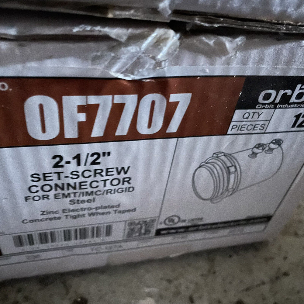 (12) ORBIT OF7707-S 2-1/2" STEEL EMT SET SCREW CONNECTOR