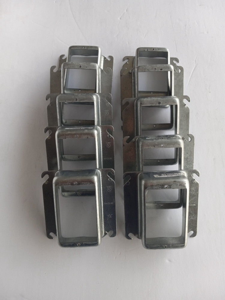 10 Each Orbit 41125, 4" x 4", 1-1/4" Raised, 1-Gang, Electrical Box Device Ring,