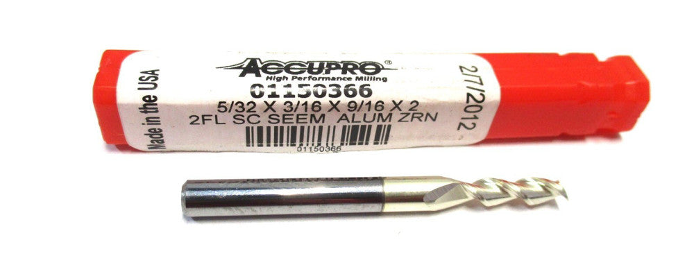 NEW (01150366) 5/32 x 3/16 x 9/16 x 2 2-Flute CC SE RH Carbide Square End Mill