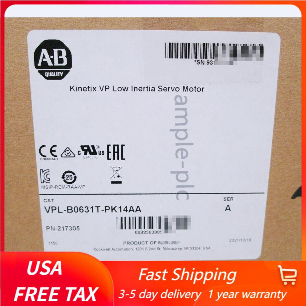 New AB VPL-B0631T-PK14AA Kinetix VP Low Intertia Servo Motor US Free Tax