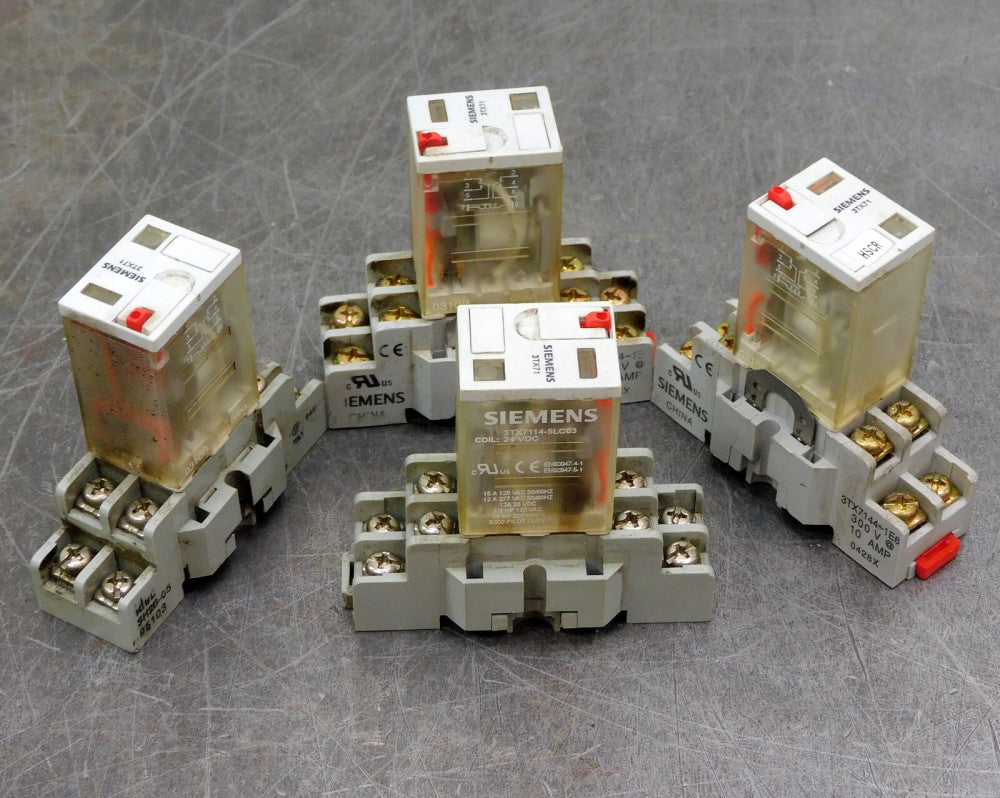 Siemens 3TX7114-5LC03 Relay Socket 24VDC w/ 3TX7144-1E6 Base 10A Lot of Four (4)