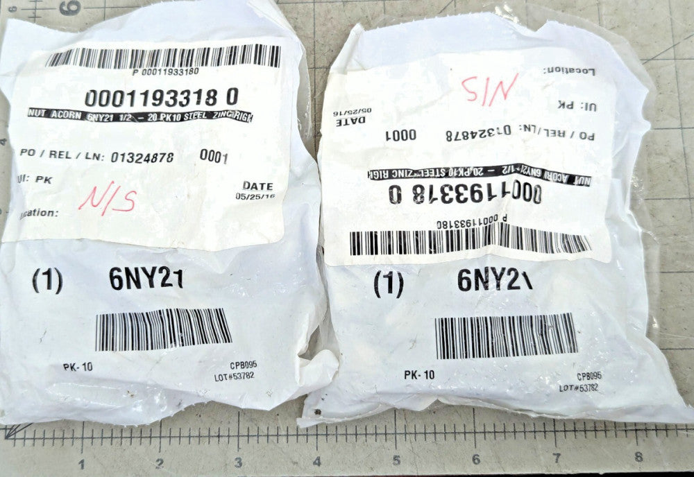 (20) ½”-20 Acorn Cap Nuts Zinc Plated ¾” Hex 0.46” High 2 Packs Of 10 [A8B1]