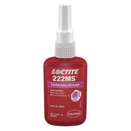 Loctite 135334 Threadlocker, Loctite 222Ms, Purple, Low Strength, Liquid, 50 Ml