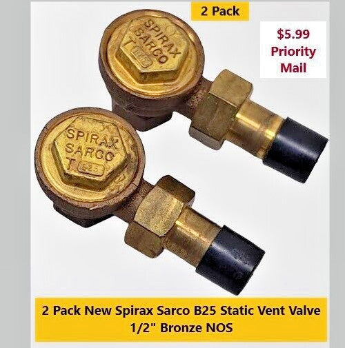 2 Pack Brand New Sarco 1/2" Bronze Static Vent Valve Radiator Steam Cap T25 NOS