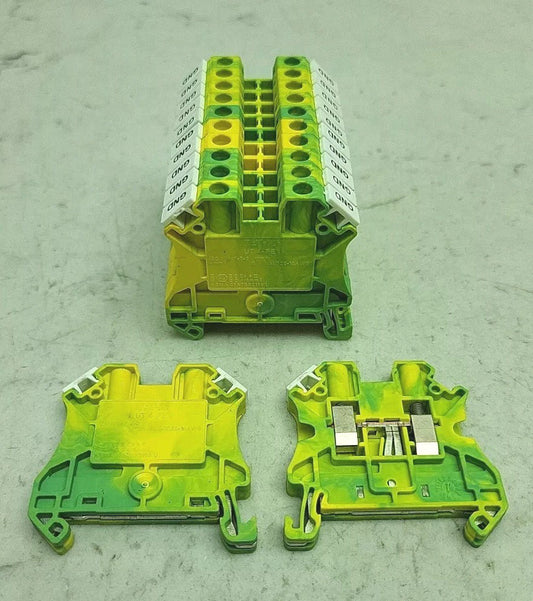 12 Pack Eaton UT-4-PE Terminal Block Screw Connection 26-10 Awg Green & Yellow