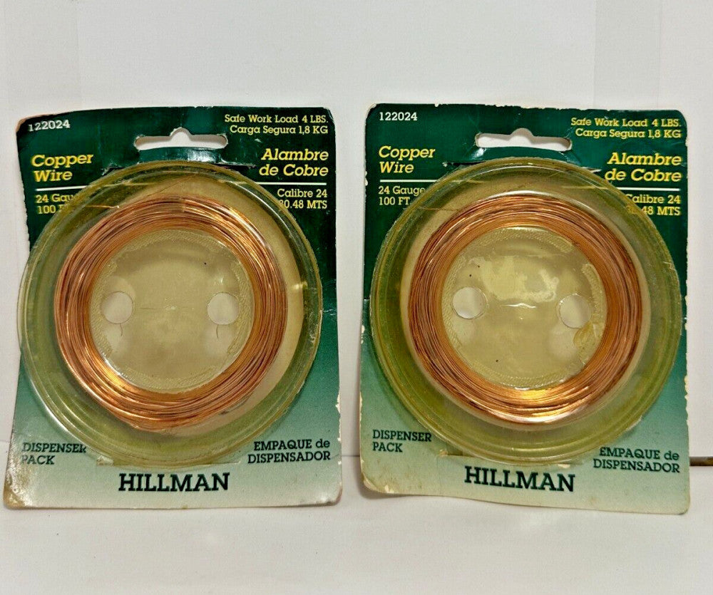 (Lot of 2) Hillman 122024 COPPER WIRE 24 Gauge 100 Feet