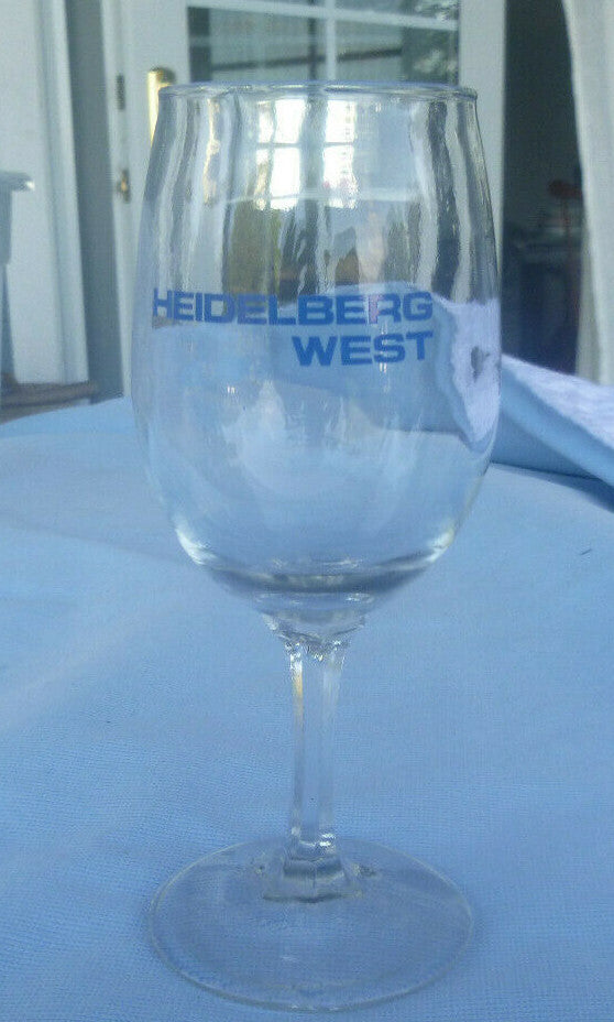 vintage Heidelberg West printing press wine glass 6 1/4"