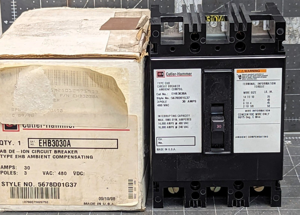 EHB 30 A Circuit Breaker 3 Pole 480VAC EHB3030A, EHD3030A NEW [A2BA]
