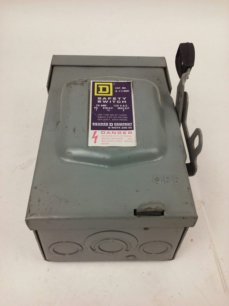 SQ.D D-111-NRB, SER. C2, SAFETY SWITCH, 1P, 30A, 120V, STD H.P. 1/2, MAX H.P 2 