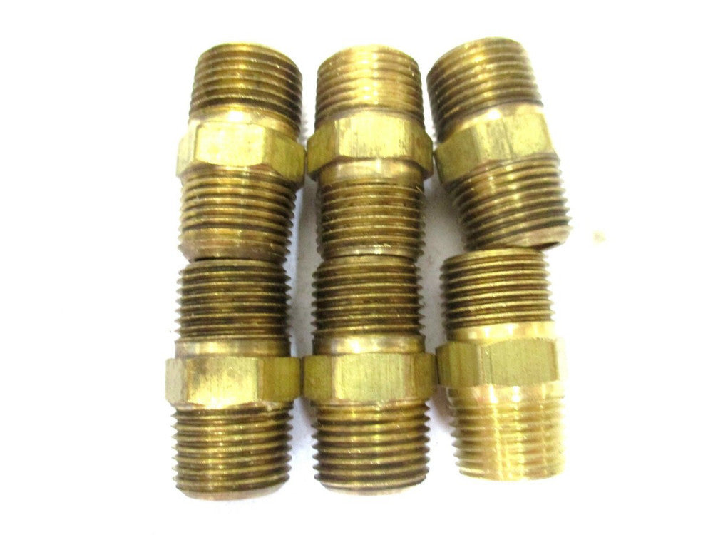 Coilhose Pneumatics (H0606) 3/8" MPT x 3/8" MPT Brass Hex Nipple - 6 QTY