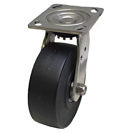 Zoro Select P21sx-Nmb040k-14 Plate Caster,880 Lb. Load,Black Wheel