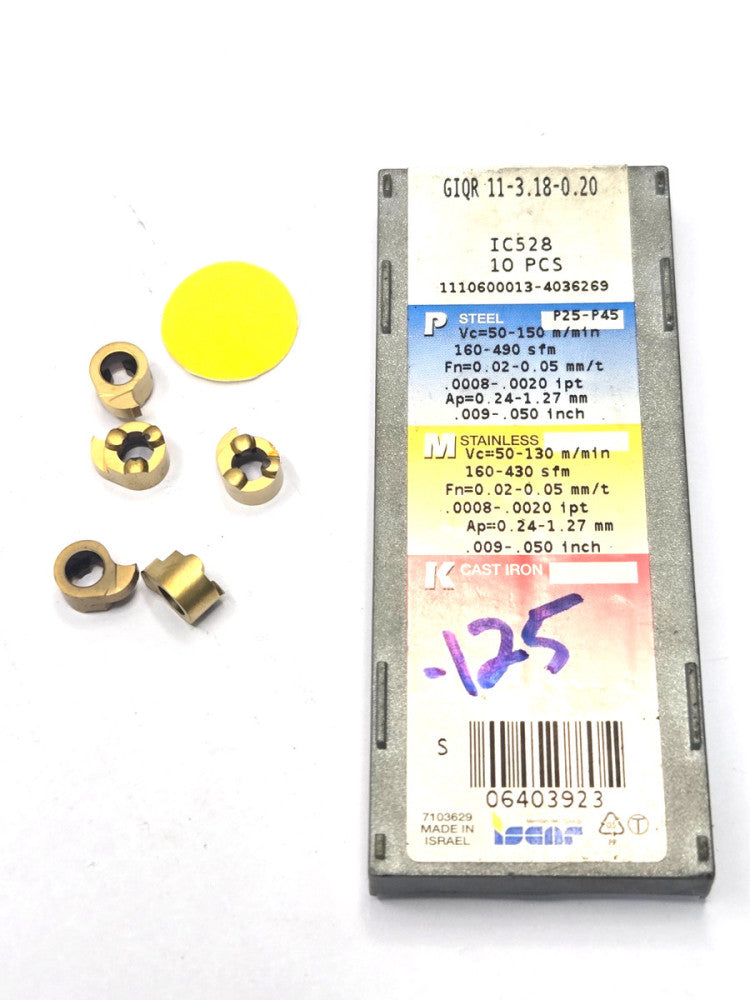ISCAR*GIQR113.80.20 IC528 *CARBIDE GROOVING INSERT******LOT OF 5